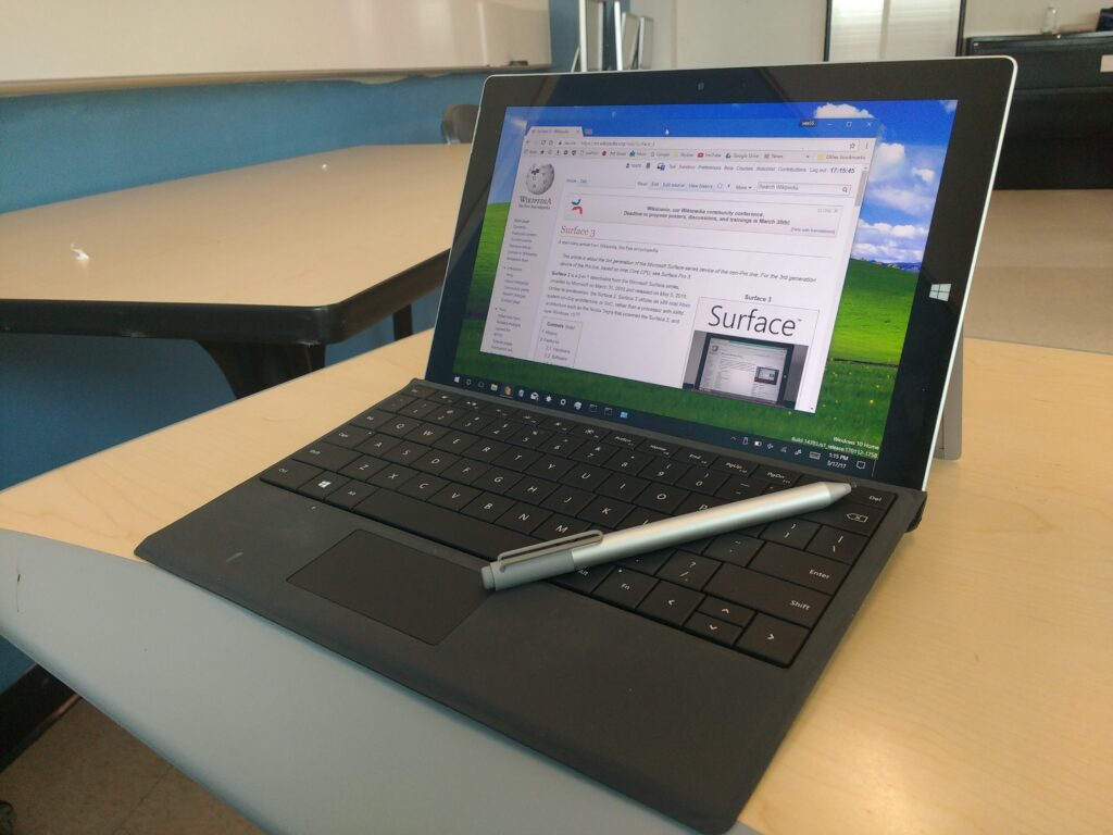 Surface 3 with type cover and stylus